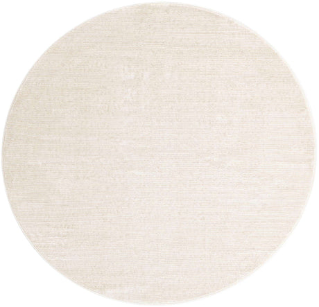 Ivory 5' 3 x 5' 3 Finsbury Round Area Rug 60% Polypropylene & 40% Polyester Contemporary Carpet for Living Rooms, Dining, Offices for Sale at Rug Engine