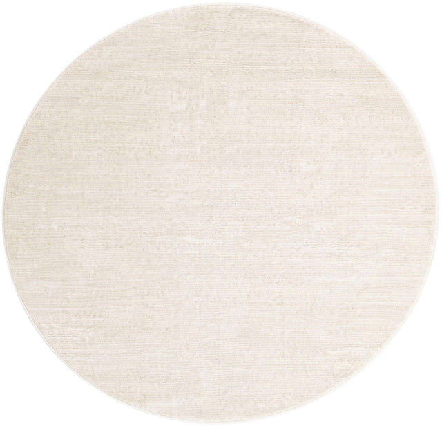 Ivory 5' 3 x 5' 3 Finsbury Round Area Rug 60% Polypropylene & 40% Polyester Contemporary Carpet for Living Rooms, Dining, Offices for Sale at Rug Engine
