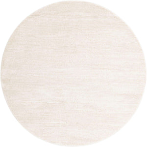 Ivory 6' 1 x 6' 1 Finsbury Round Area Rug 60% Polypropylene & 40% Polyester Contemporary Carpet for Living Rooms, Dining, Offices for Sale at Rug Engine