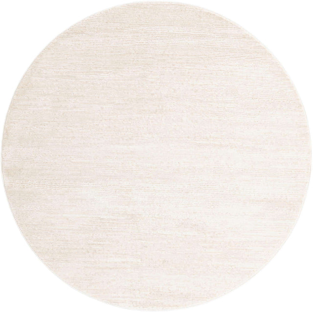 Ivory 6' 1 x 6' 1 Finsbury Round Area Rug 60% Polypropylene & 40% Polyester Contemporary Carpet for Living Rooms, Dining, Offices for Sale at Rug Engine