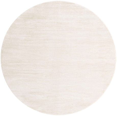 Ivory 7' 10 x 7' 10 Finsbury Round Area Rug 60% Polypropylene & 40% Polyester Contemporary Carpet for Living Rooms, Dining, Offices for Sale at Rug Engine