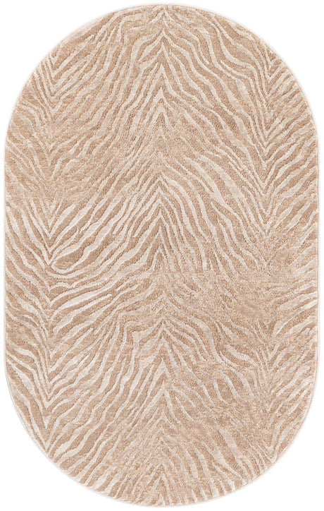 Ivory Beige 3' 3 x 5' 3 Finsbury Oval Area Rug 60% Polypropylene & 40% Polyester Contemporary Carpet for Living Rooms, Dining, Offices for Sale at Rug Engine