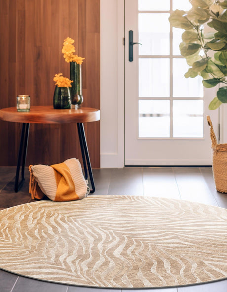 Ivory Beige 10' x 10' Finsbury Round Area Rug 60% Polypropylene & 40% Polyester Contemporary Carpet for Living Rooms, Dining, Offices for Sale at Rug Engine