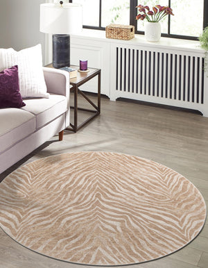 Ivory Beige 6' 1 x 6' 1 Finsbury Round Area Rug 60% Polypropylene & 40% Polyester Contemporary Carpet for Living Rooms, Dining, Offices for Sale at Rug Engine