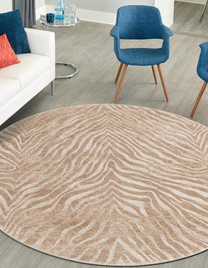 Ivory Beige 10' x 10' Finsbury Round Area Rug 60% Polypropylene & 40% Polyester Contemporary Carpet for Living Rooms, Dining, Offices for Sale at Rug Engine