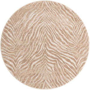 Ivory Beige 5' 3 x 5' 3 Finsbury Round Area Rug 60% Polypropylene & 40% Polyester Contemporary Carpet for Living Rooms, Dining, Offices for Sale at Rug Engine