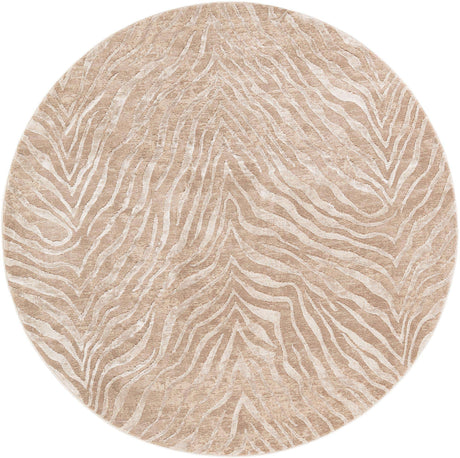 Ivory Beige 6' 1 x 6' 1 Finsbury Round Area Rug 60% Polypropylene & 40% Polyester Contemporary Carpet for Living Rooms, Dining, Offices for Sale at Rug Engine