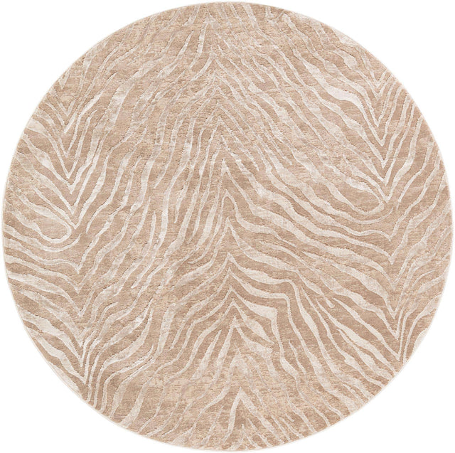 Ivory Beige 6' 1 x 6' 1 Finsbury Round Area Rug 60% Polypropylene & 40% Polyester Contemporary Carpet for Living Rooms, Dining, Offices for Sale at Rug Engine