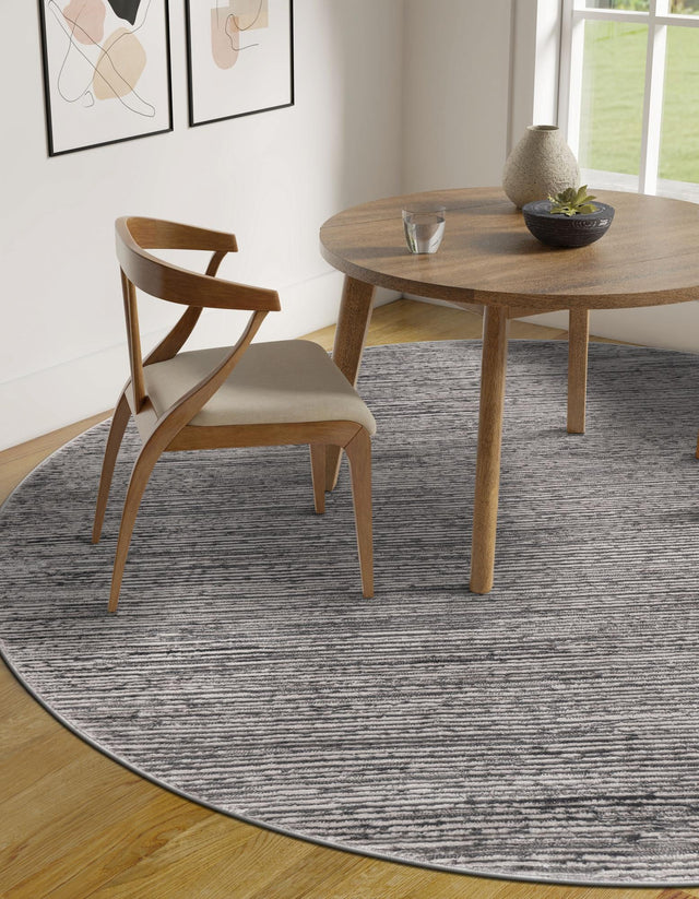 Gray 7' 10 x 7' 10 Finsbury Round Area Rug 60% Polypropylene & 40% Polyester Contemporary Carpet for Living Rooms, Dining, Offices for Sale at Rug Engine