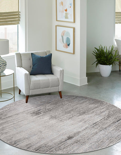 Gray 10' x 10' Finsbury Round Area Rug 60% Polypropylene & 40% Polyester Contemporary Carpet for Living Rooms, Dining, Offices for Sale at Rug Engine