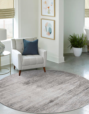 Gray 5' 3 x 5' 3 Finsbury Round Area Rug 60% Polypropylene & 40% Polyester Contemporary Carpet for Living Rooms, Dining, Offices for Sale at Rug Engine