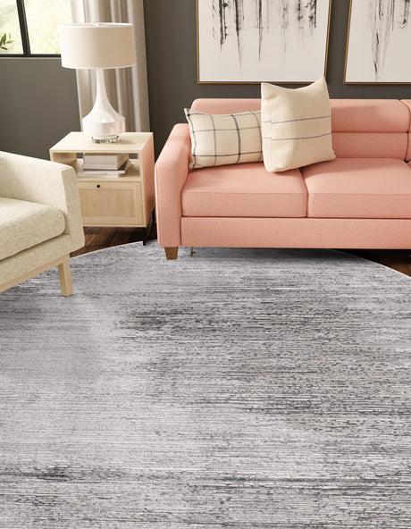 Gray 6' 1 x 6' 1 Finsbury Round Area Rug 60% Polypropylene & 40% Polyester Contemporary Carpet for Living Rooms, Dining, Offices for Sale at Rug Engine