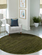 Green 7' 10 x 7' 10 Finsbury Round Area Rug 60% Polypropylene & 40% Polyester Contemporary Carpet for Living Rooms, Dining, Offices for Sale at Rug Engine