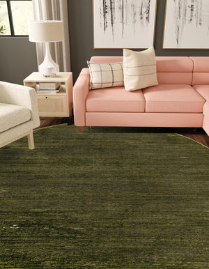 Green 10' x 10' Finsbury Round Area Rug 60% Polypropylene & 40% Polyester Contemporary Carpet for Living Rooms, Dining, Offices for Sale at Rug Engine