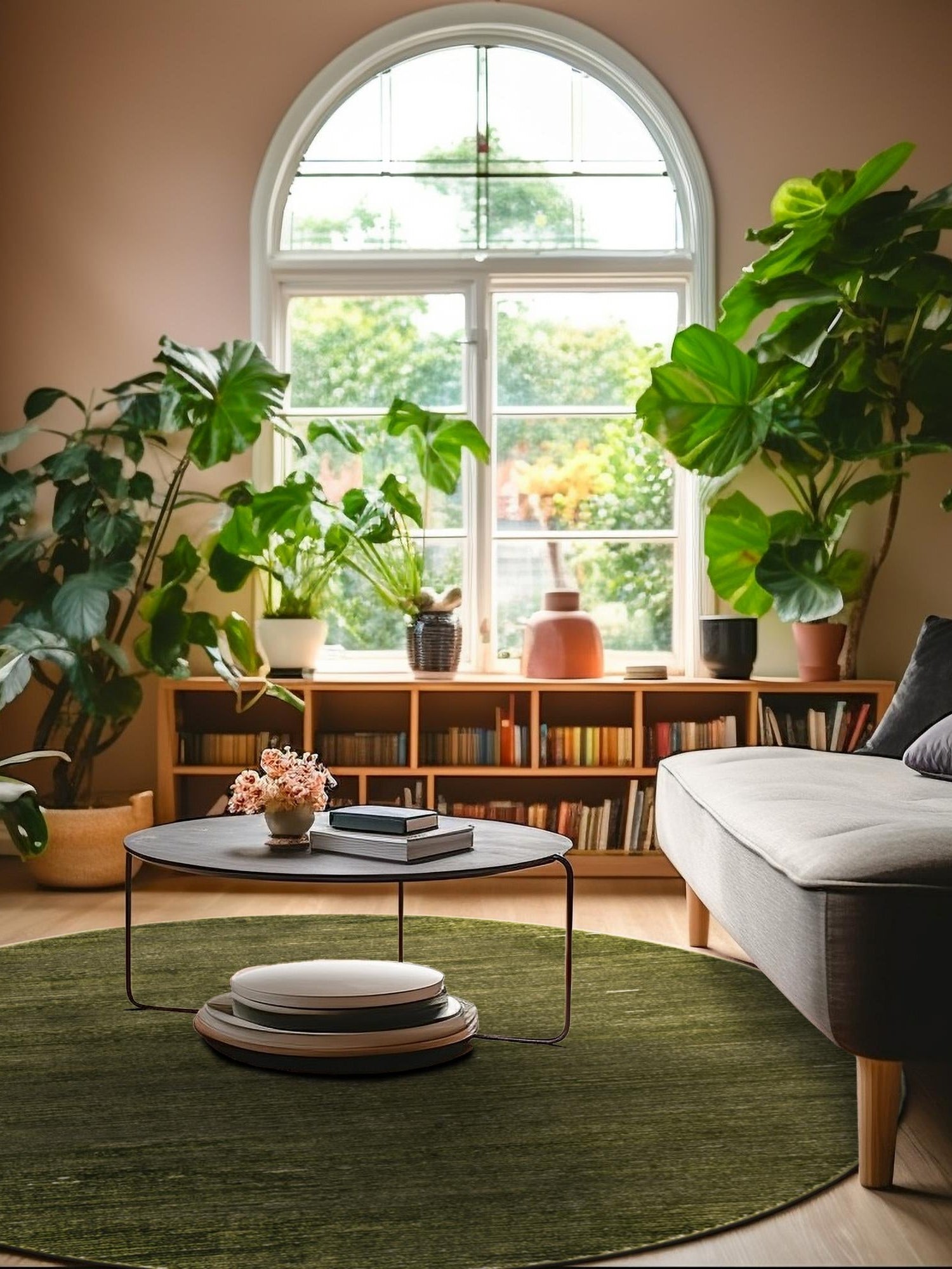 Green 10' x 10' Finsbury Round Area Rug 60% Polypropylene & 40% Polyester Contemporary Carpet for Living Rooms, Dining, Offices for Sale at Rug Engine