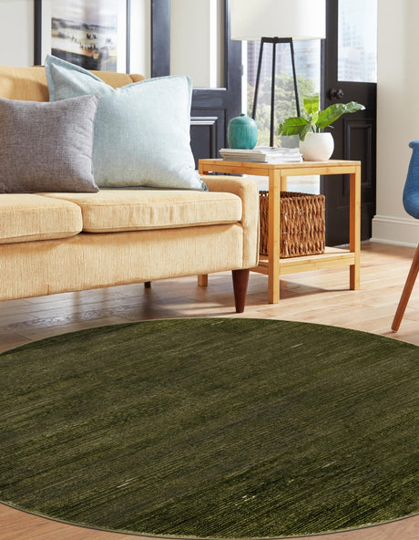 Green 10' x 10' Finsbury Round Area Rug 60% Polypropylene & 40% Polyester Contemporary Carpet for Living Rooms, Dining, Offices for Sale at Rug Engine