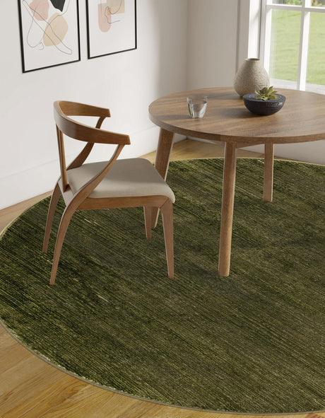 Green 7' 10 x 7' 10 Finsbury Round Area Rug 60% Polypropylene & 40% Polyester Contemporary Carpet for Living Rooms, Dining, Offices for Sale at Rug Engine
