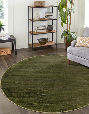 Green 5' 3 x 5' 3 Finsbury Round Area Rug 60% Polypropylene & 40% Polyester Contemporary Carpet for Living Rooms, Dining, Offices for Sale at Rug Engine