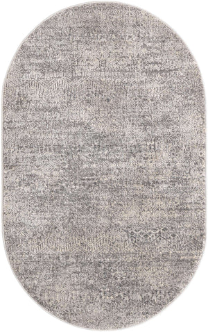 Gray 3' 3 x 5' 3 Finsbury Oval Area Rug 60% Polypropylene & 40% Polyester Contemporary Carpet for Living Rooms, Dining, Offices for Sale at Rug Engine