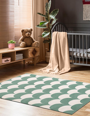 Soft Green 7' 10 x 10' Whimsy Kids Rectangle Area Rug for Baby Nursery, Toddler Playroom, Bedrooms