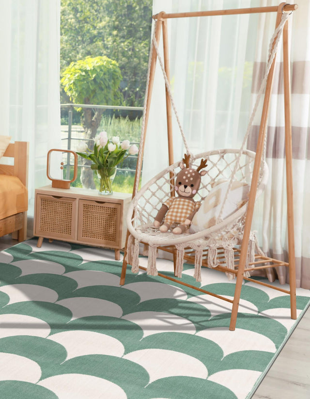 Soft Green 9' x 12' Whimsy Kids Rectangle Rug