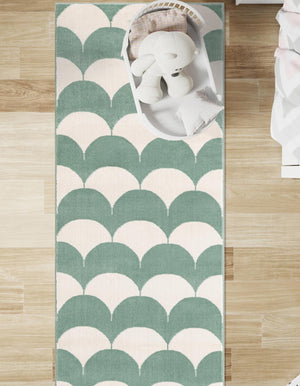 Soft Green 2' x 8' Whimsy Kids Runner Rug