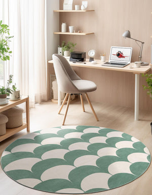Soft Green 3' 1 x 3' 1 Whimsy Kids Round Rug