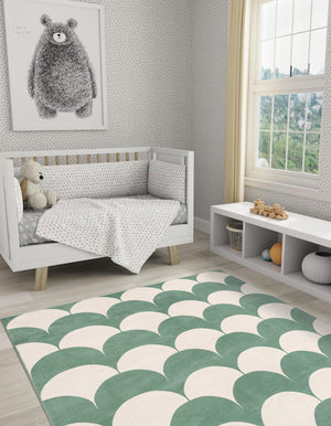 Soft Green 8' x 8' Whimsy Kids Square Rug