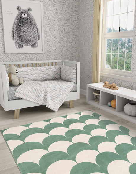 Soft Green 7' 10 x 7' 10 Whimsy Kids Square Area Rug for Baby Nursery, Toddler Playroom,  Bedrooms Playful Fun Design Easy Clean Carpet for Sale at Rug Engine