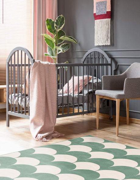 Soft Green 7' 10 x 7' 10 Whimsy Kids Square Area Rug for Baby Nursery, Toddler Playroom,  Bedrooms Playful Fun Design Easy Clean Carpet for Sale at Rug Engine
