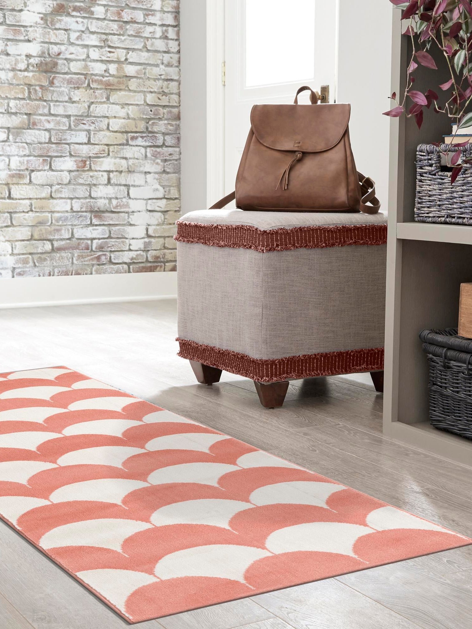 Soft Coral Pink 2' x 6' 1 Whimsy Kids Runner Area Rug for Baby Nursery, Toddler Playroom, Bedrooms