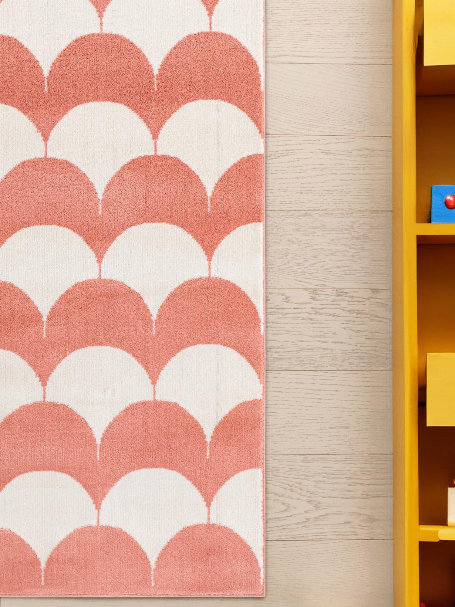 Soft Coral Pink 2' x 6' 1 Whimsy Kids Runner Area Rug for Baby Nursery, Toddler Playroom, Bedrooms