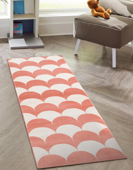 Soft Coral Pink 2' x 8' Whimsy Kids Runner Area Rug for Baby Nursery, Toddler Playroom,  Bedrooms Playful Fun Design Easy Clean Carpet for Sale at Rug Engine