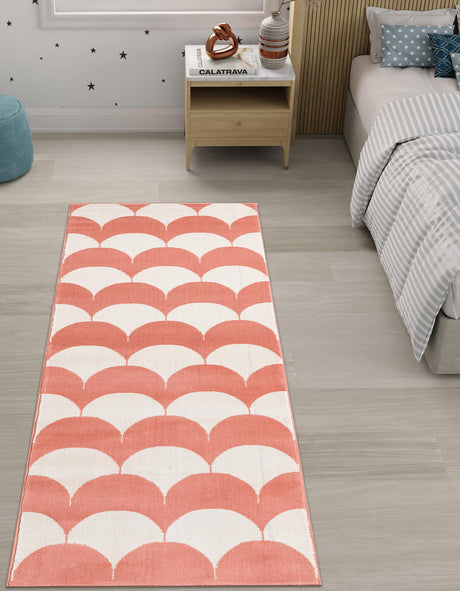 Soft Coral Pink 2' x 5' 1 Whimsy Kids Runner Area Rug for Baby Nursery, Toddler Playroom,  Bedrooms Playful Fun Design Easy Clean Carpet for Sale at Rug Engine