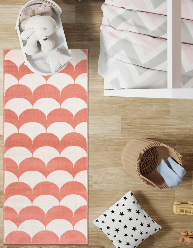 Soft Coral Pink 2' x 5' 1 Whimsy Kids Runner Rug