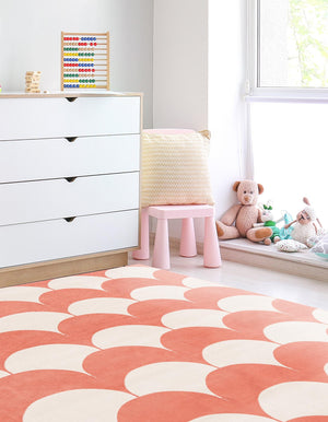 Soft Coral Pink 8' x 8' Whimsy Kids Square Rug