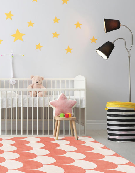 Soft Coral Pink 7' 10 x 7' 10 Whimsy Kids Square Area Rug for Baby Nursery, Toddler Playroom,  Bedrooms Playful Fun Design Easy Clean Carpet for Sale at Rug Engine