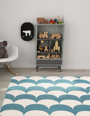 Sky blue 10' x 13' 1 Whimsy Kids Rectangle Rug
