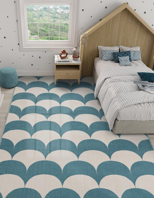 Sky blue 6' 1 x 9' Whimsy Kids Rectangle Rug