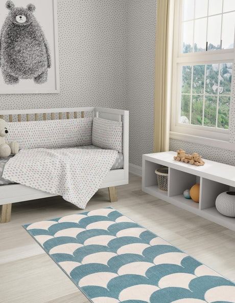 Sky blue 2' x 5' 1 Whimsy Kids Runner Rug