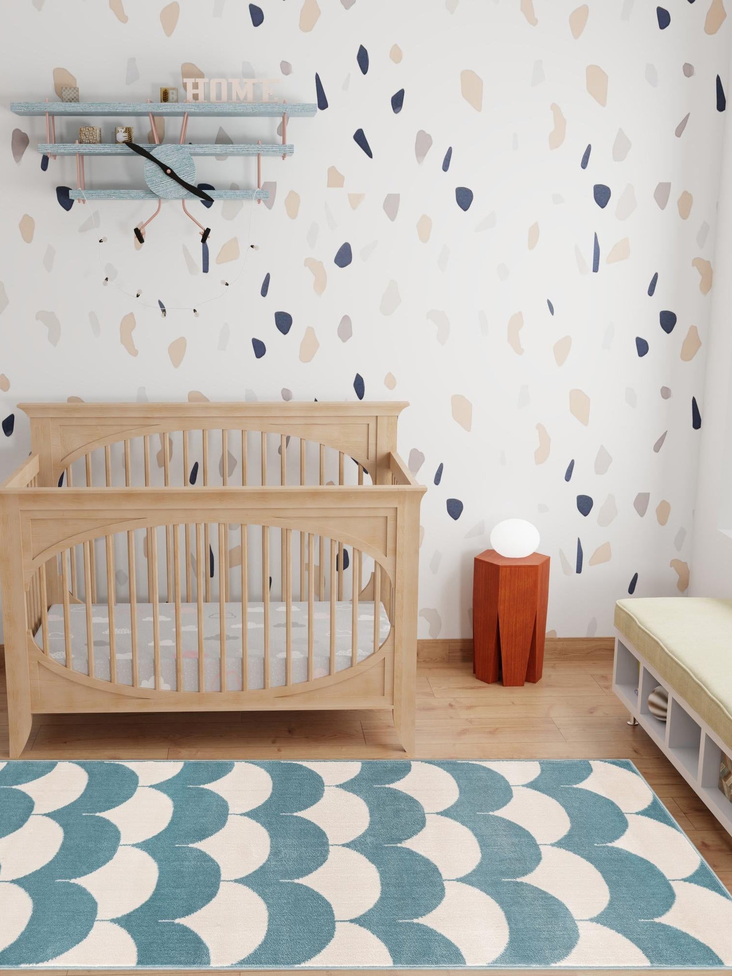 Sky blue 2' x 6' 1 Whimsy Kids Runner Area Rug for Baby Nursery, Toddler Playroom,  Bedrooms Playful Fun Design Easy Clean Carpet for Sale at Rug Engine
