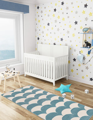 Sky blue 2' x 5' 1 Whimsy Kids Runner Rug