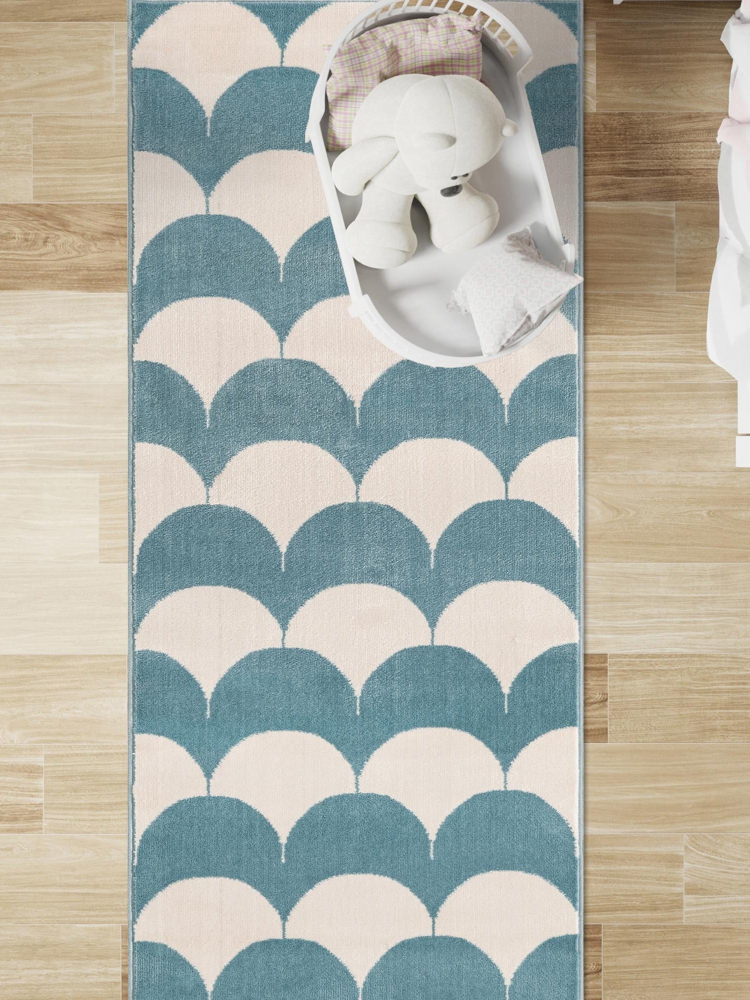 Sky blue 2' x 6' 1 Whimsy Kids Runner Area Rug for Baby Nursery, Toddler Playroom,  Bedrooms Playful Fun Design Easy Clean Carpet for Sale at Rug Engine