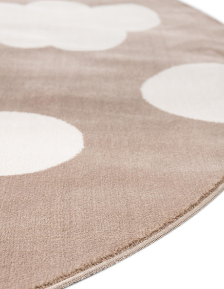Hazelnut Beige 7' 10 x 7' 10 Whimsy Kids Round Area Rug for Baby Nursery, Toddler Playroom,  Bedrooms Playful Fun Design Easy Clean Carpet for Sale at Rug Engine
