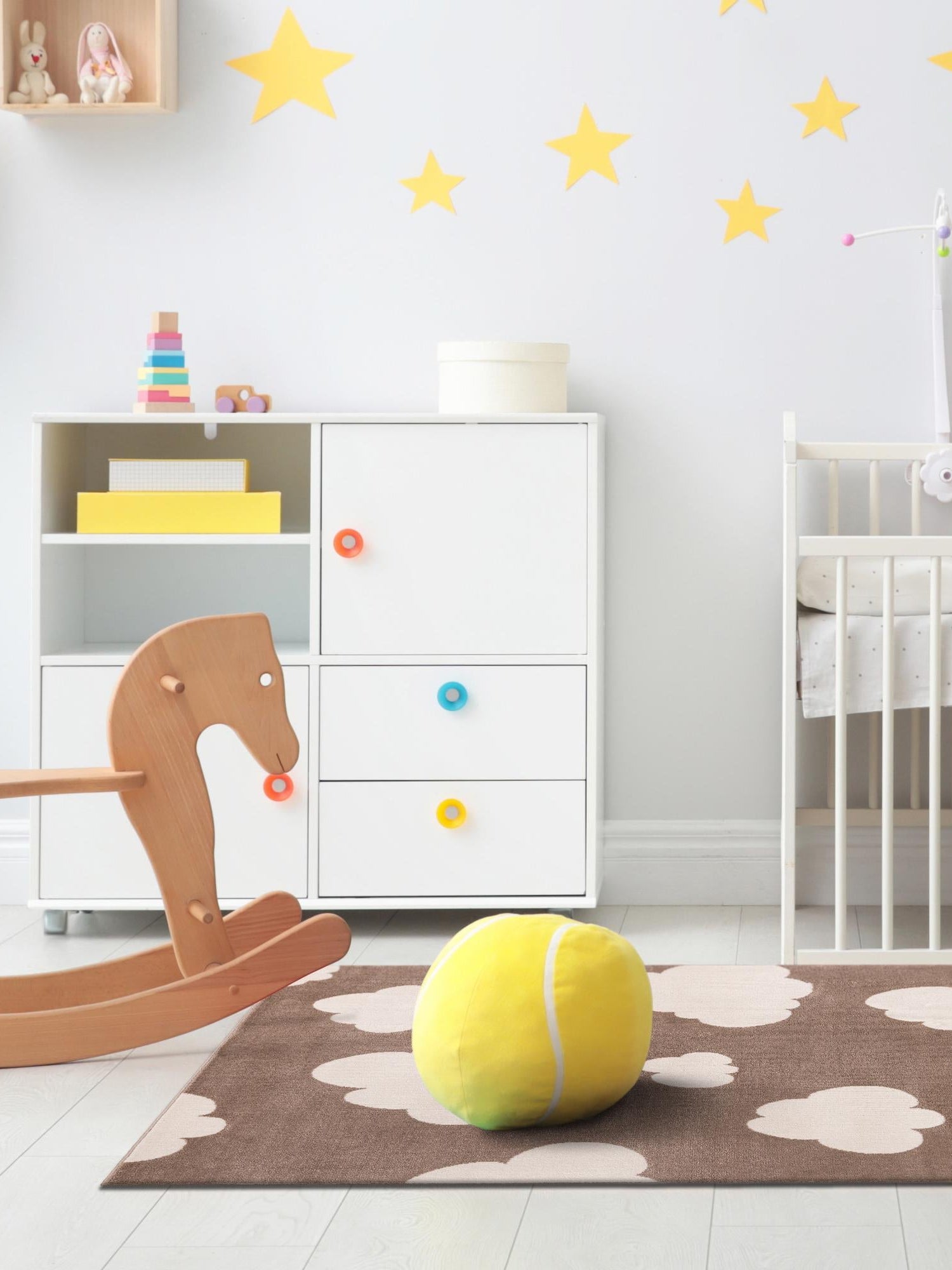 Hazelnut Beige 9' x 12' Whimsy Kids Rectangle Area Rug for Baby Nursery, Toddler Playroom, Bedrooms