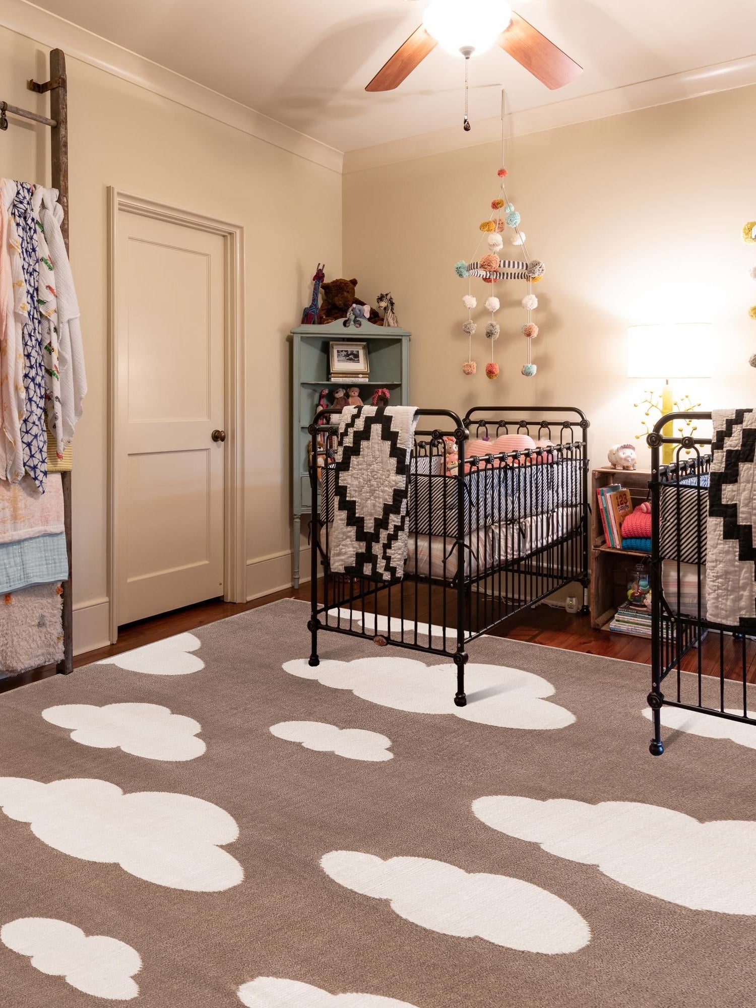 Hazelnut Beige 4' 1 x 6' 1 Whimsy Kids Rectangle Area Rug for Baby Nursery, Toddler Playroom, Bedrooms