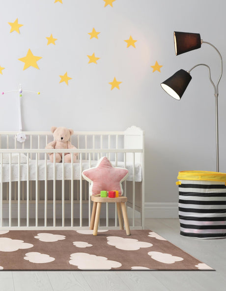 Hazelnut Beige 9' x 12' Whimsy Kids Rectangle Area Rug for Baby Nursery, Toddler Playroom,  Bedrooms Playful Fun Design Easy Clean Carpet for Sale at Rug Engine