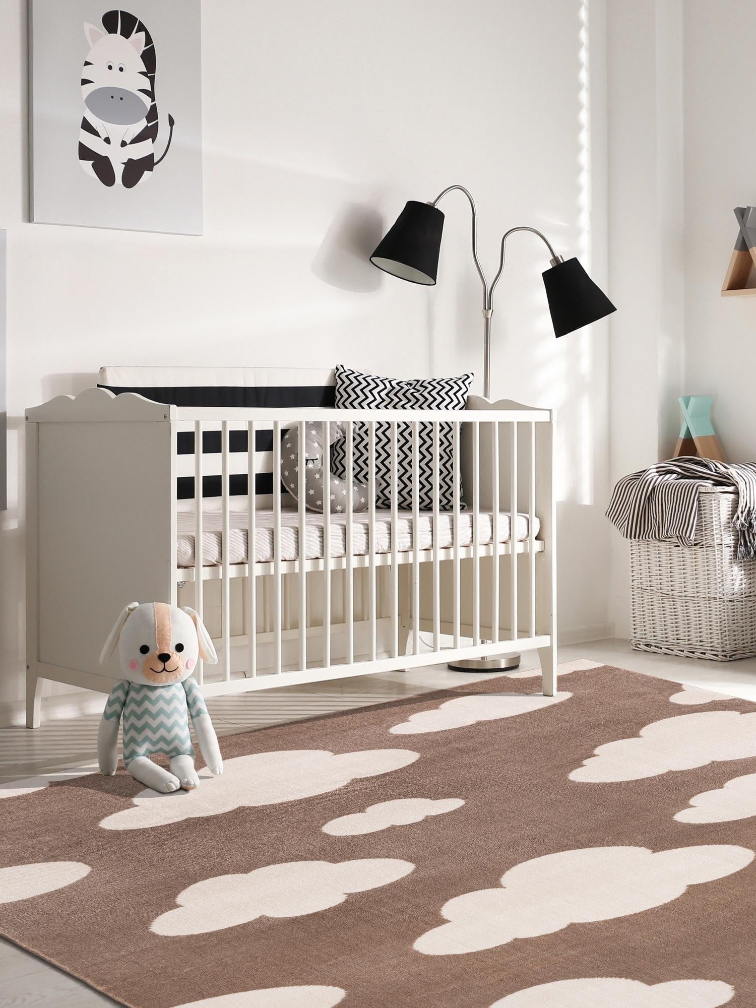 Hazelnut Beige 5' 1 x 7' 1 Whimsy Kids Rectangle Area Rug for Baby Nursery, Toddler Playroom, Bedrooms