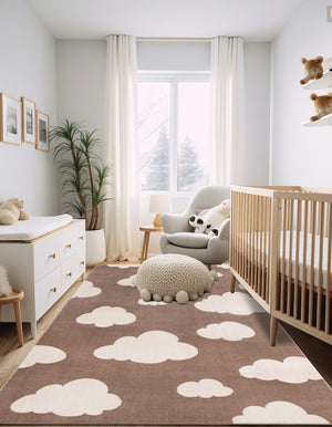 Hazelnut Beige 9' x 12' Whimsy Kids Rectangle Rug