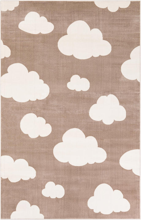 Hazelnut Beige 5' 3 x 8' Whimsy Kids Rectangle Area Rug for Baby Nursery, Toddler Playroom,  Bedrooms Playful Fun Design Easy Clean Carpet for Sale at Rug Engine